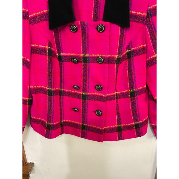 VTG 90s Blazer Plaid Hot Pink Blazer Lois Snyder Dani Max Sz16P X-Large Preppy - Picture 5 of 7
